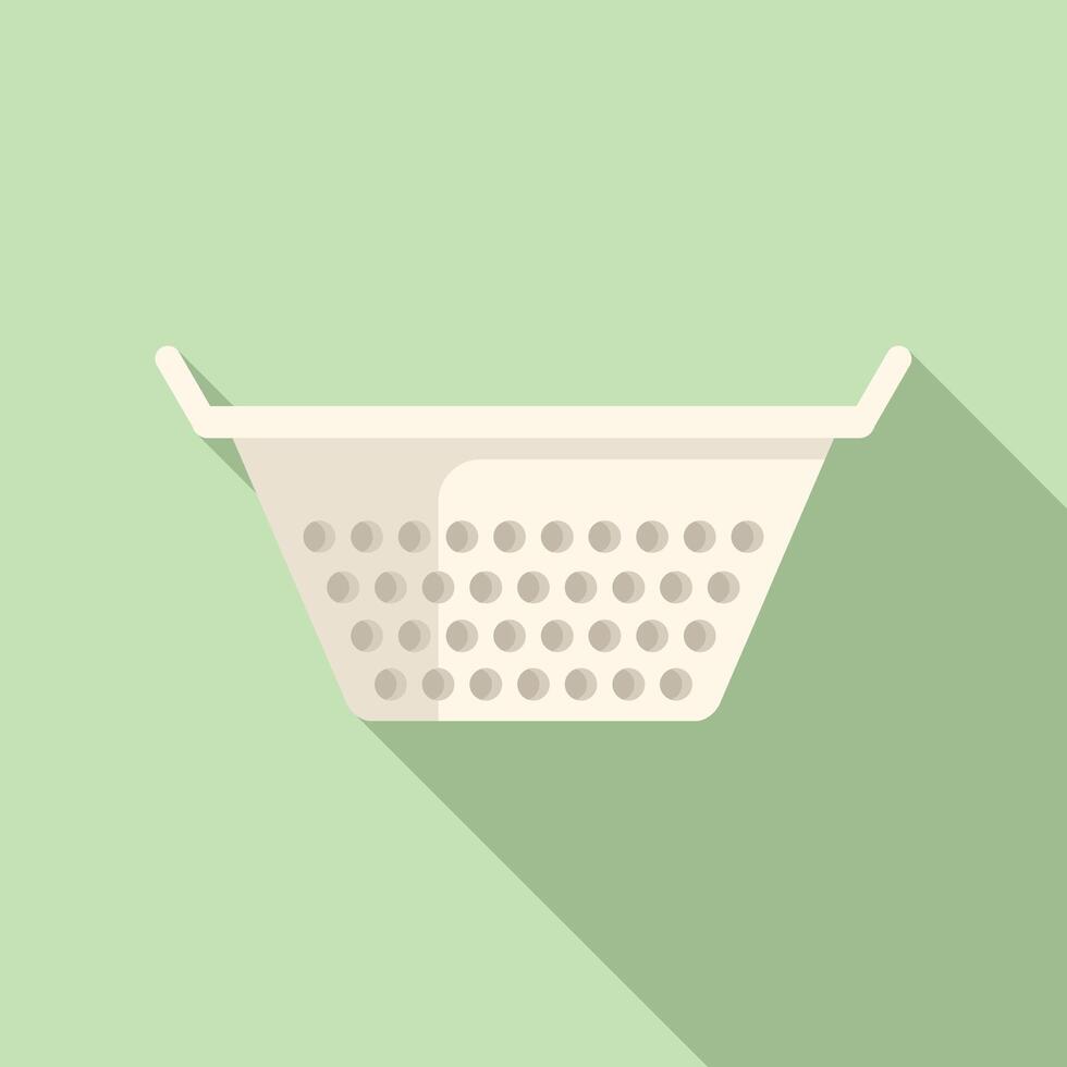 Prepare colander drain icon flat . Cooking accessory vector