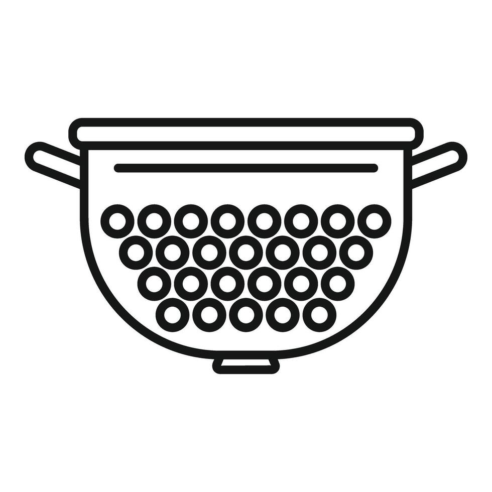 Colander filter icon outline . Sifting water container vector