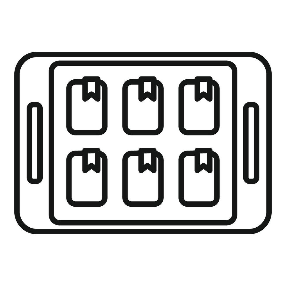 Digital online books stack icon outline . Network reading vector