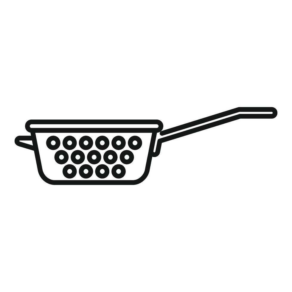 Colander pot icon outline . Drain object vector