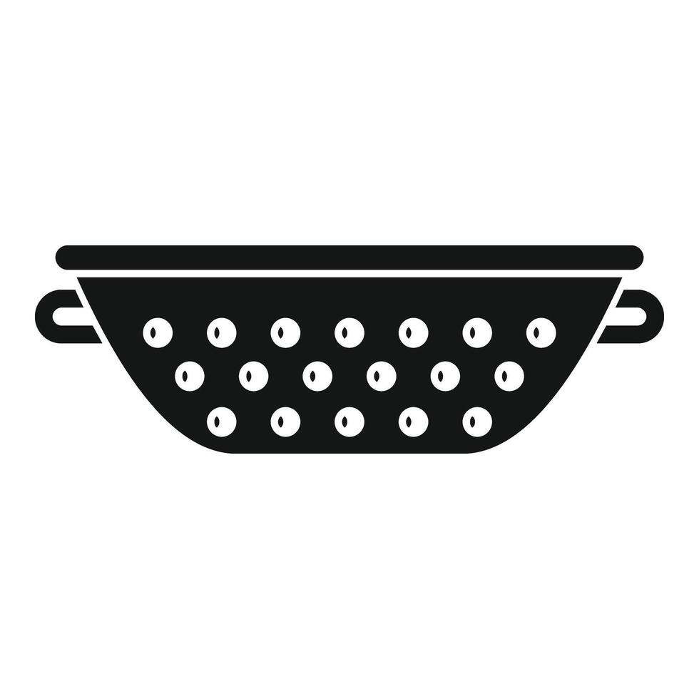 Wide colander icon simple . Metal element vector