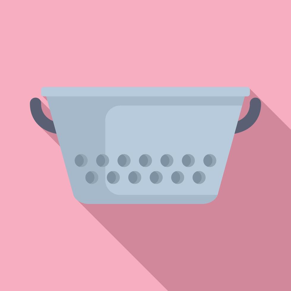 Drainer colander icon flat . Cooking pot vector