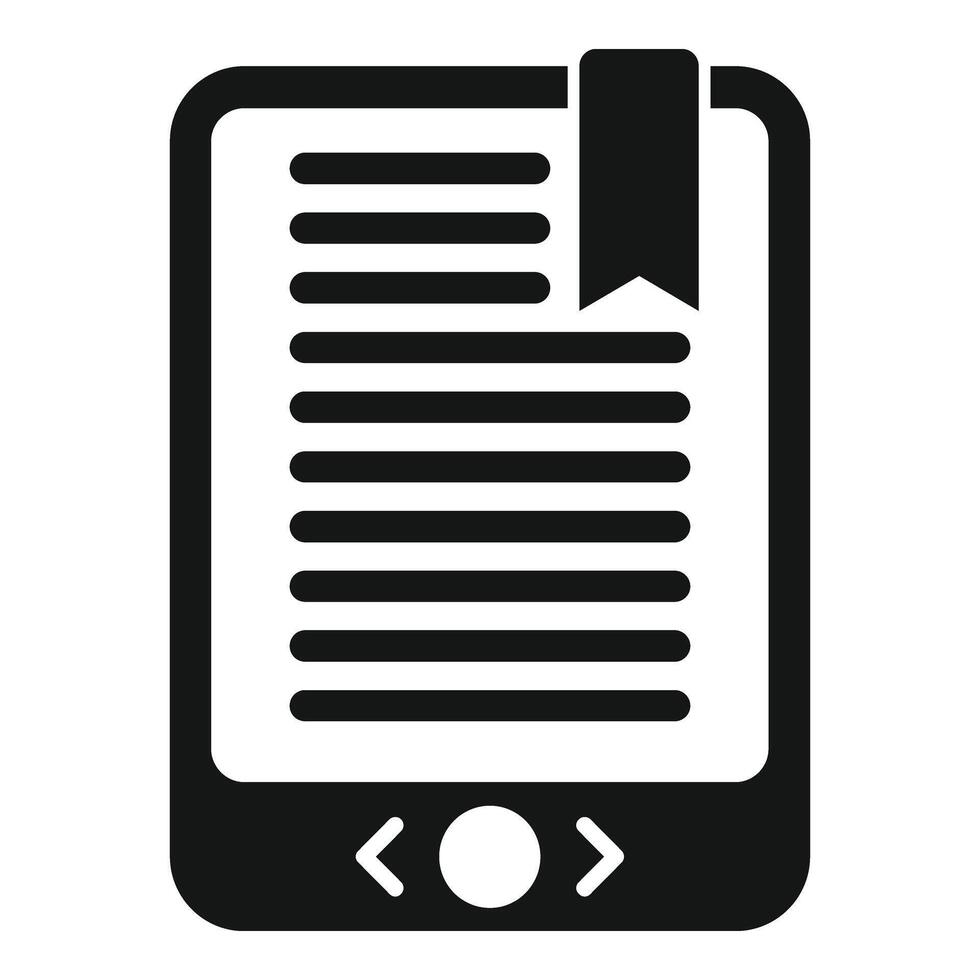 Ebook device with bookmark icon simple . Digital reading vector