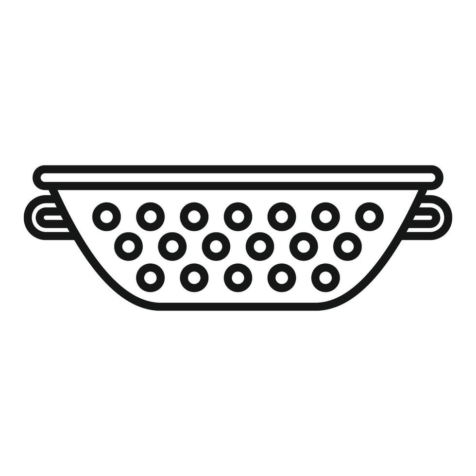 Wide colander icon outline . Metal element vector