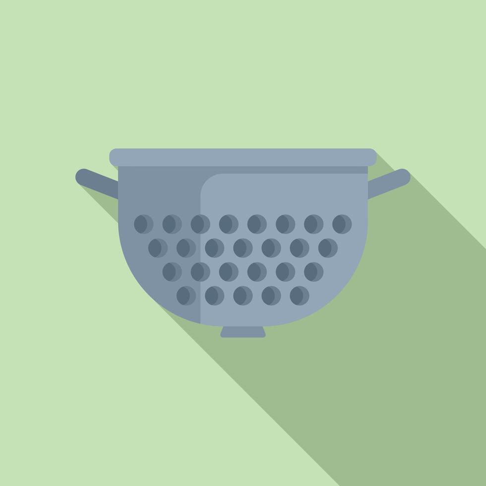 Colander filter icon flat . Sifting water container vector