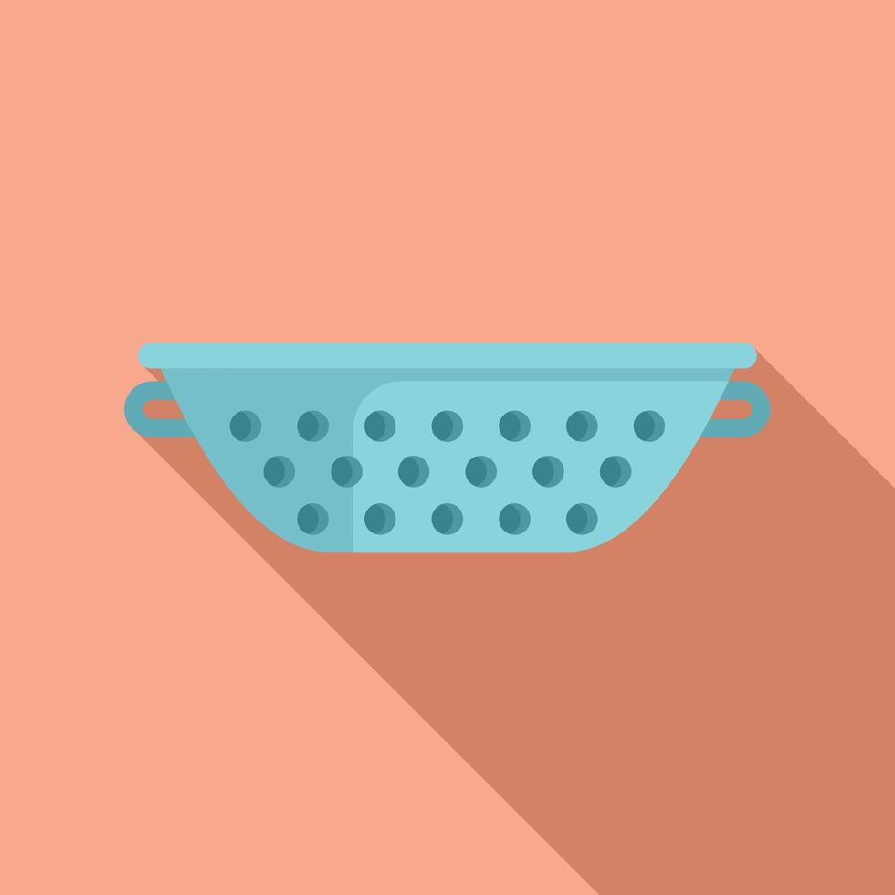 Wide colander icon flat . Metal element vector