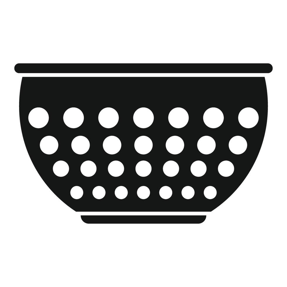 Metal colander icon simple . Cooking tool vector
