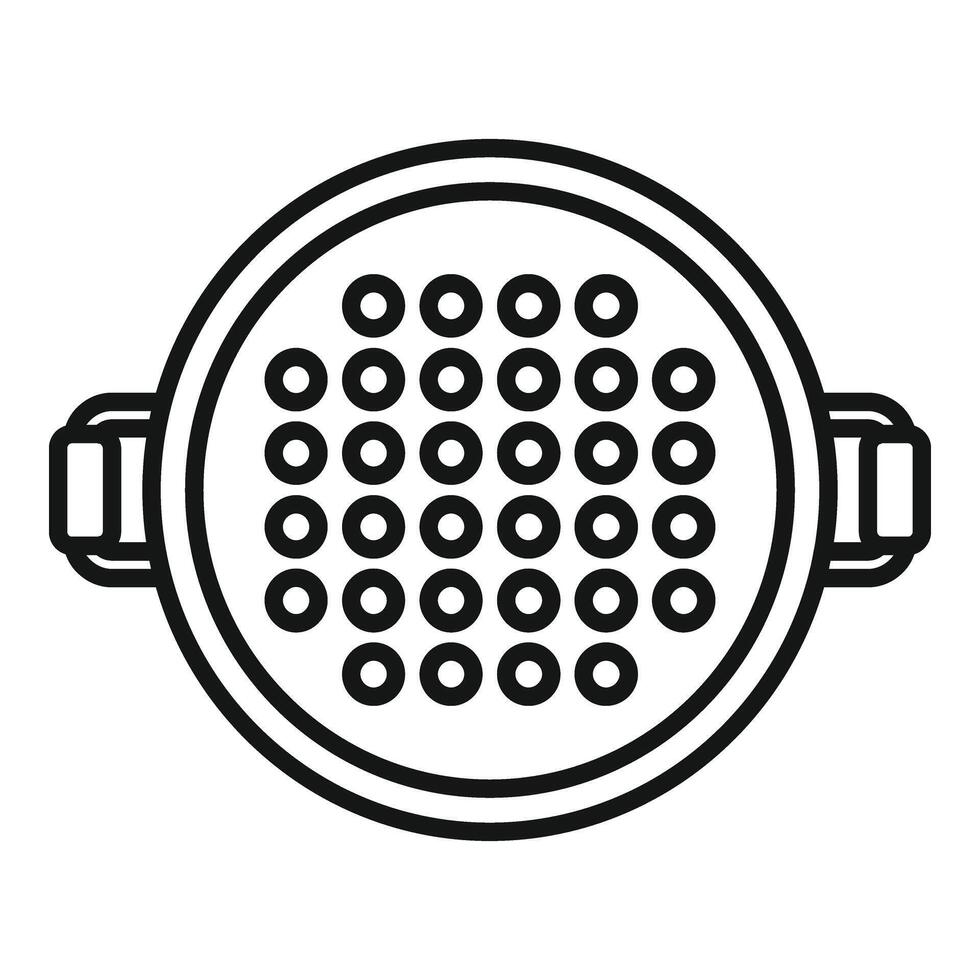 Top view colander icon outline . Drain tool vector