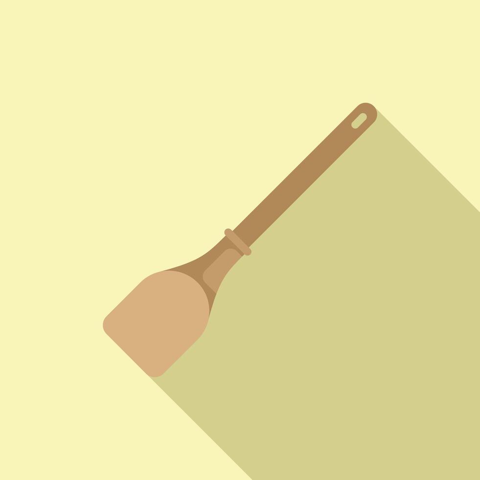 Wooden spatula icon flat . Cooking equipment vector