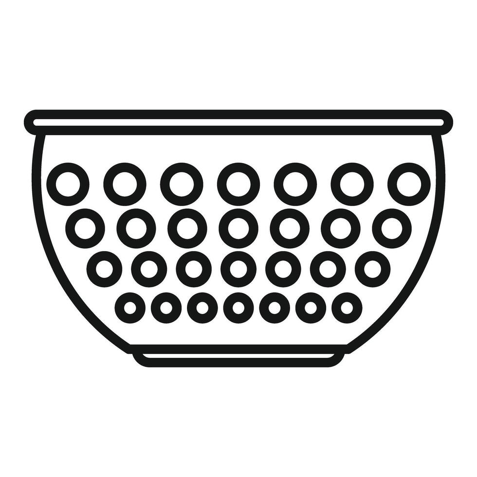 Small colander icon outline . Cooking sieve tool vector