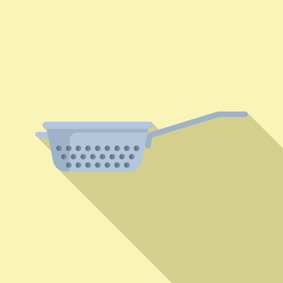 Colander pot icon flat . Drain object vector