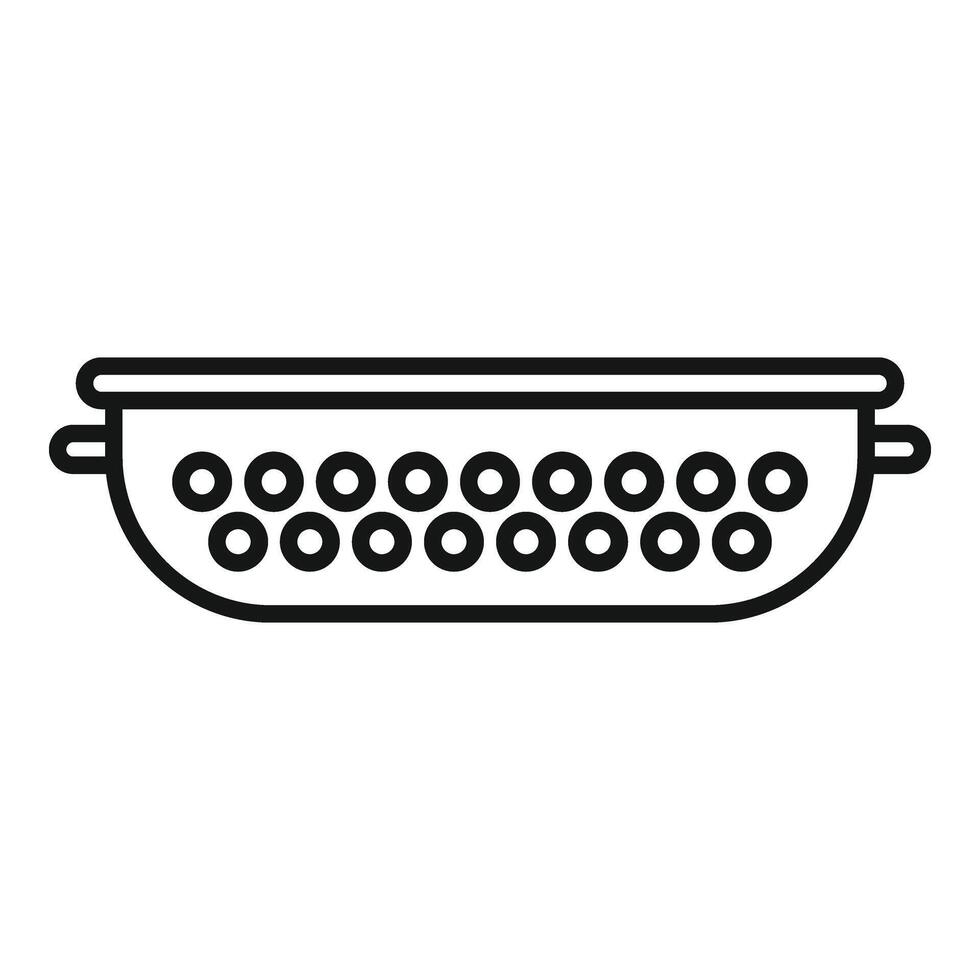 Prepare colander icon outline . Sieve metal vector