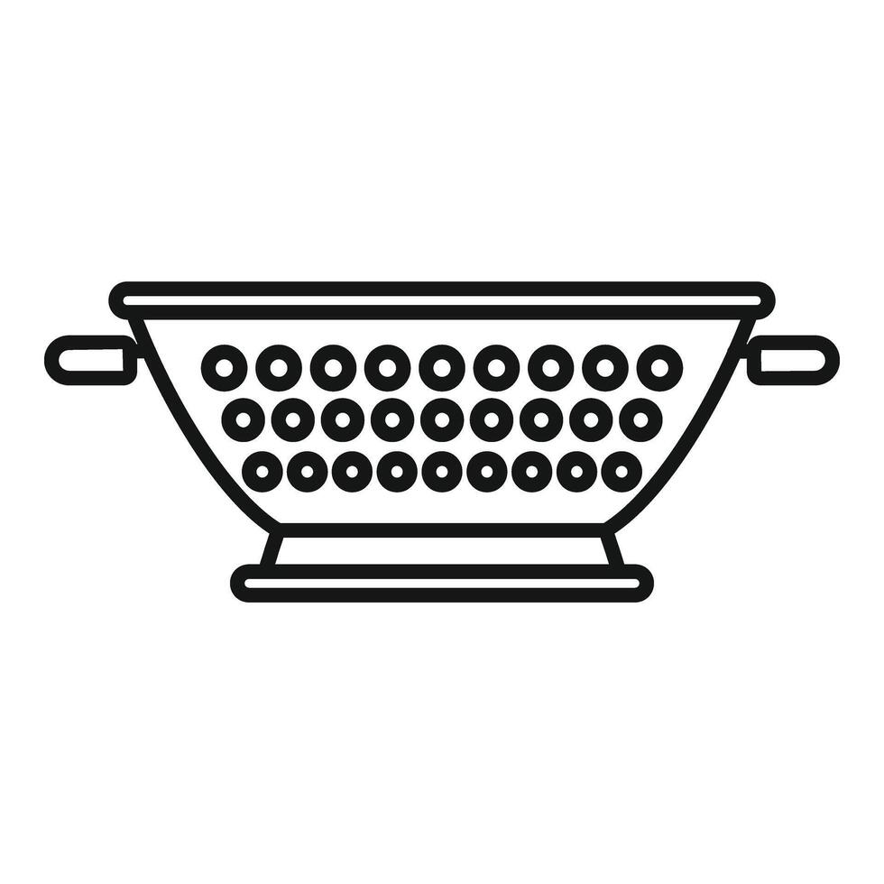 Water handle colander icon outline . Sieve metal vector