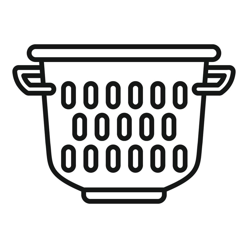 Drain colander icon outline . Kitchen accessory vector