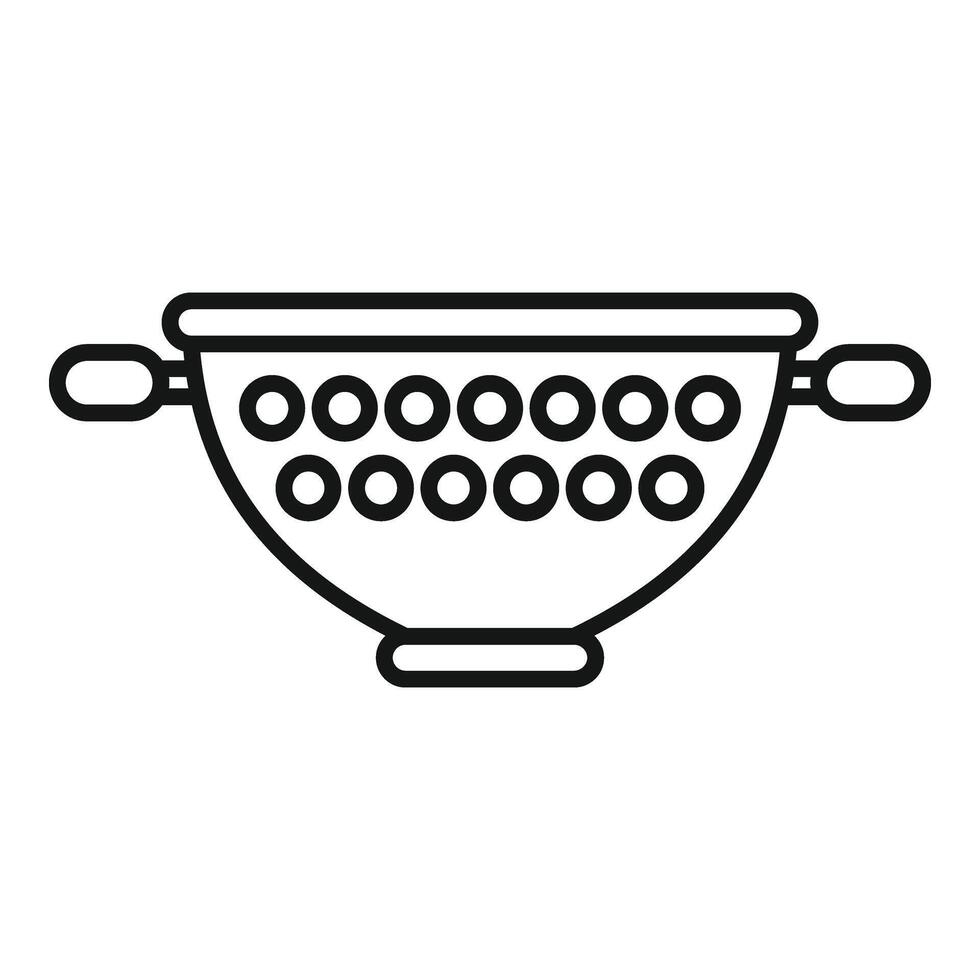 Wash metal colander icon outline . Cooking element vector