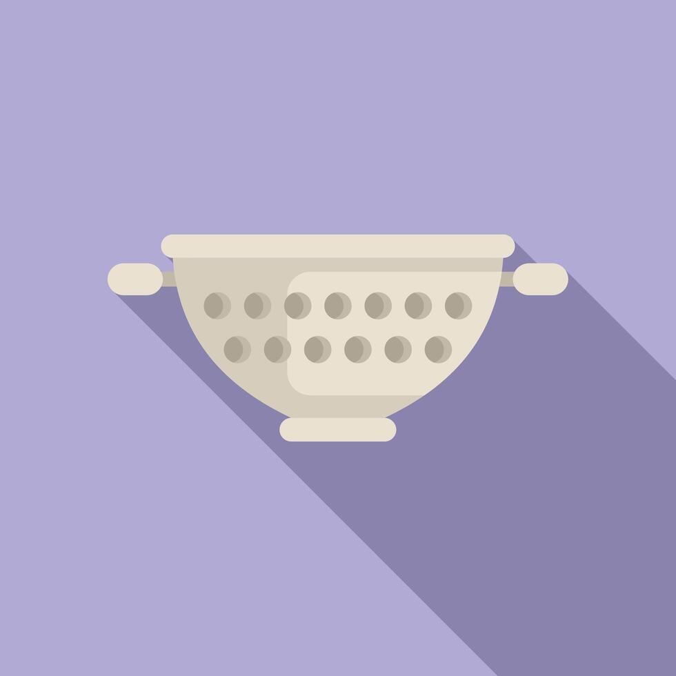 Wash metal colander icon flat . Cooking element vector