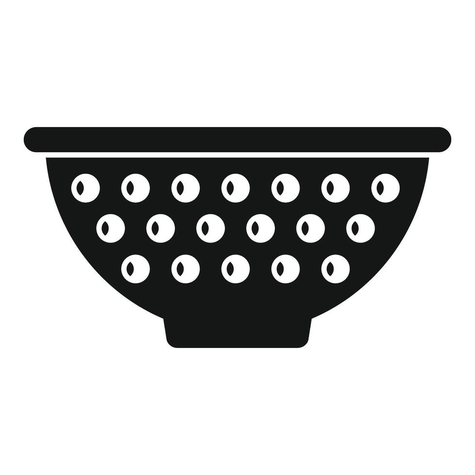 Kitchen colander tool icon simple . Sieve bowl vector