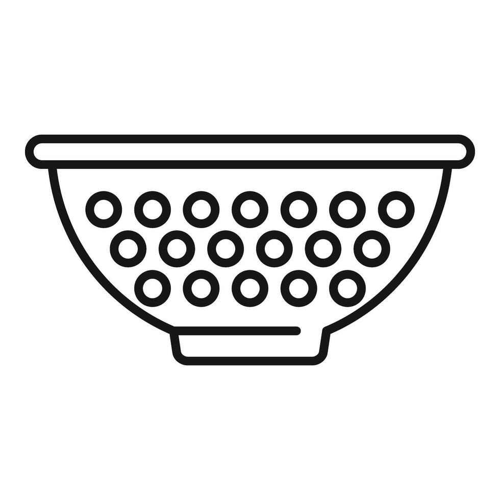 cocina colador herramienta icono contorno . tamiz cuenco vector