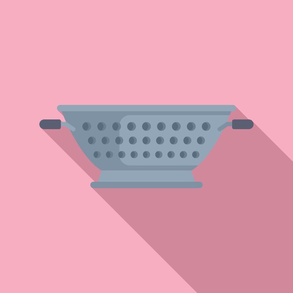 Water handle colander icon flat . Sieve metal vector