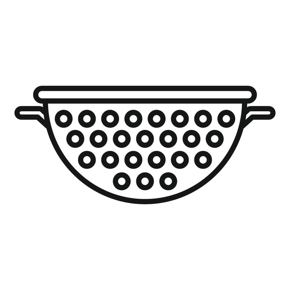 Wash colander tool icon outline . Sieve equipment vector