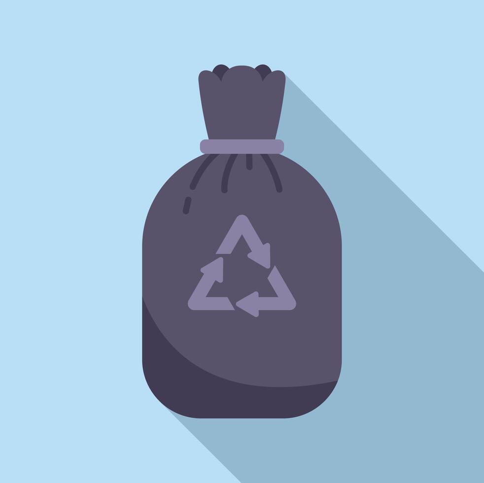 Recycle sack icon flat . Bag for trash vector