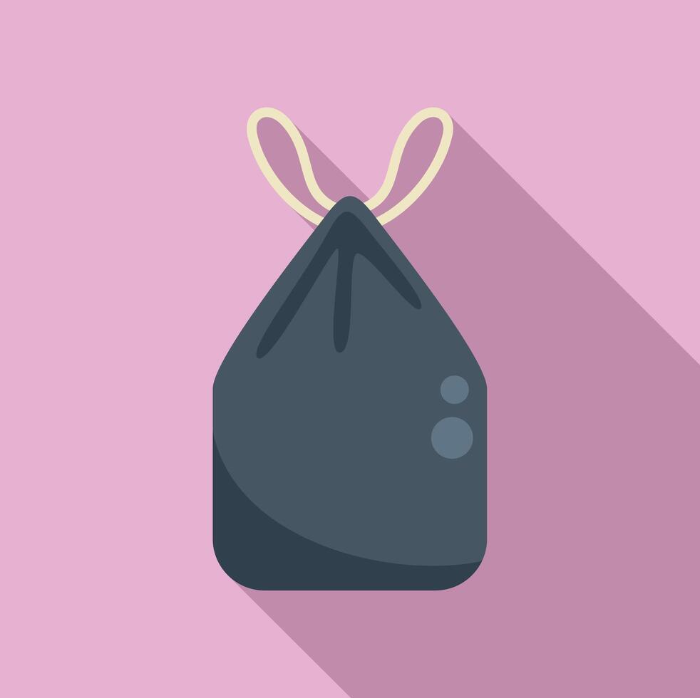 Cleaning bag of trash icon flat . Clean urban vector