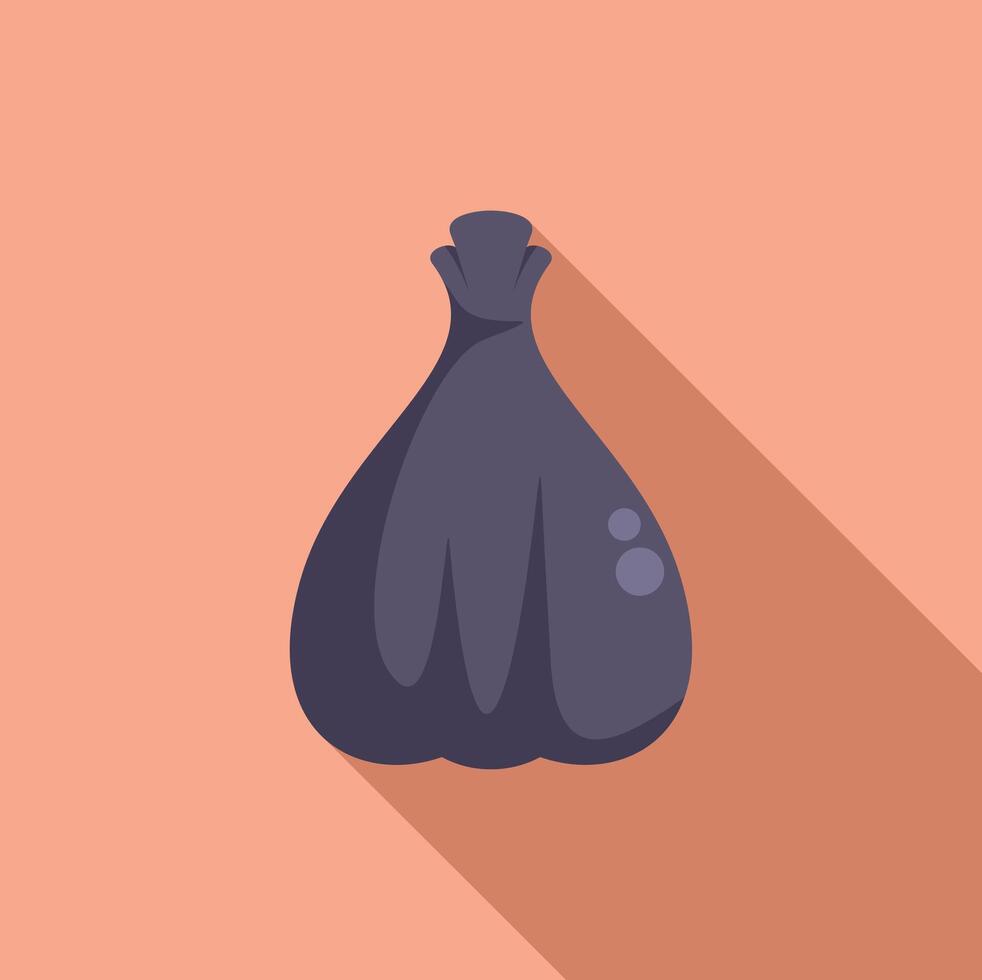 limpiador bolso de basura icono plano . paquete articulo vector