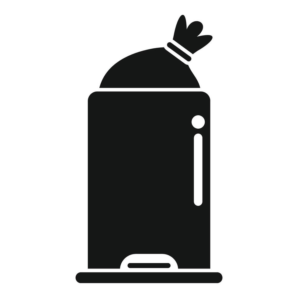 Bag in recycle bin icon simple . Ecology trash vector