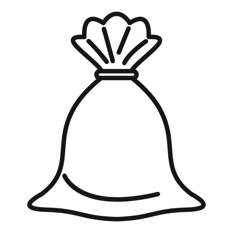 Small handle bag of trash icon outline . Eco sack vector