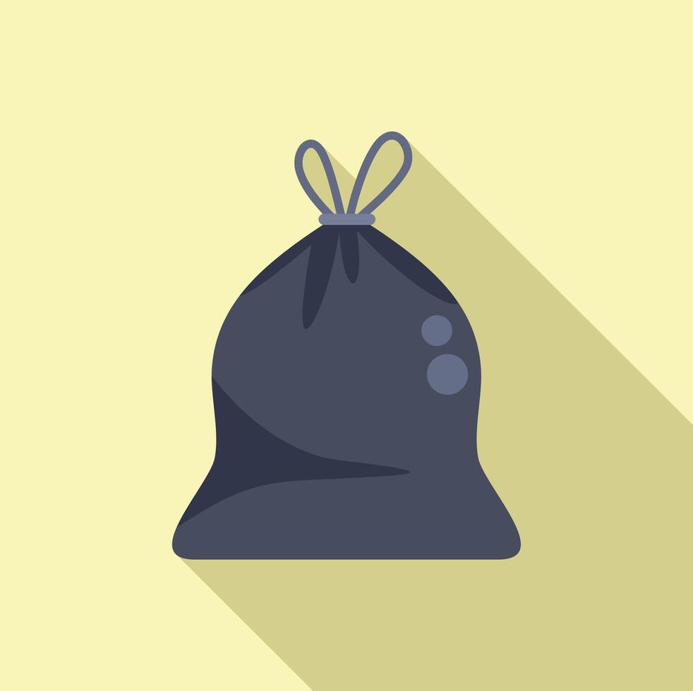 Carry handle of trash bag icon flat . Urban clean vector