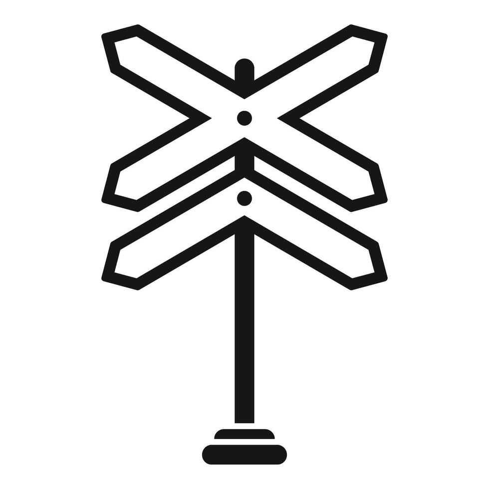 Crossing rail sign icon simple . Railway cross vector