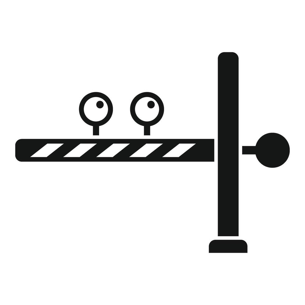 Railway cross closed barrier icon simple . Traffic lights vector