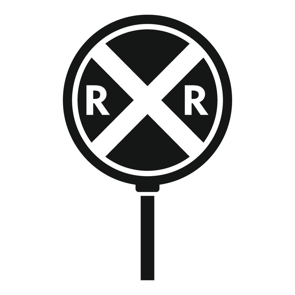 Railway crossing road sign icon simple . Caution sign vector