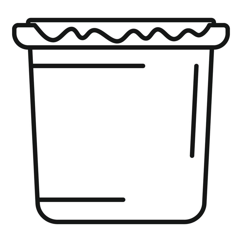 Container with bag for trash icon outline . Ecological element vector