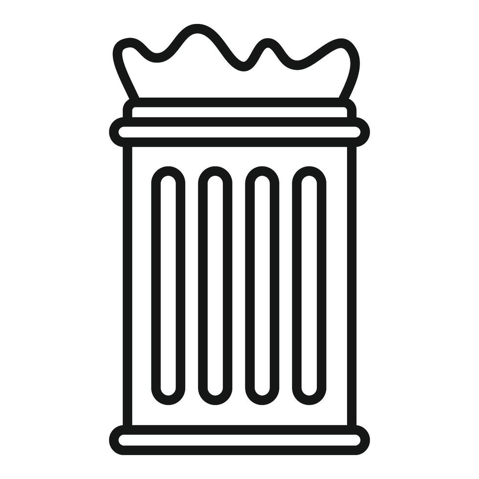 Recycle bin with package icon outline . Bag for trash vector