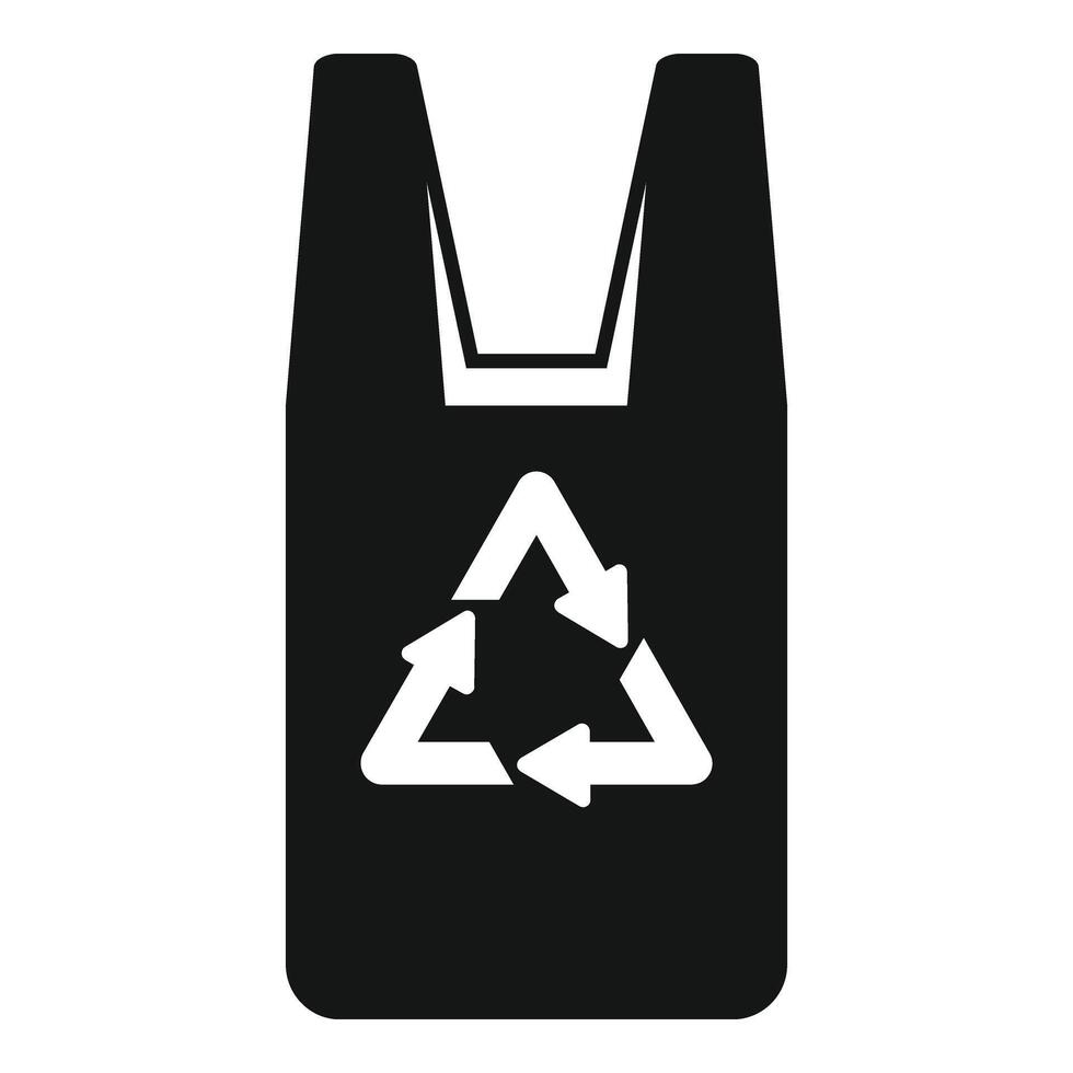 Recycle trash bag icon simple . Dirty plastic vector