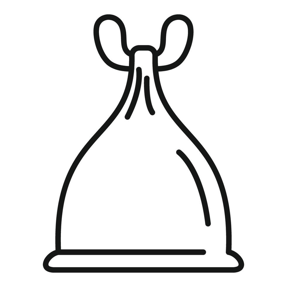 Cleaning bag trash icon outline . Ecological sack vector