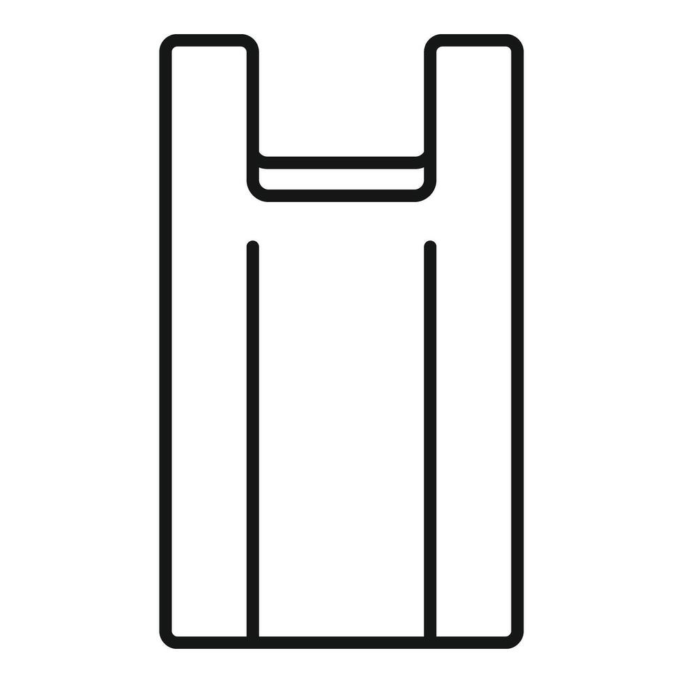 Carry handle empty trash bag icon outline . Ecological element vector
