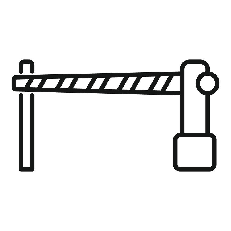 Striped railway cross barrier icon outline . Front pass vector