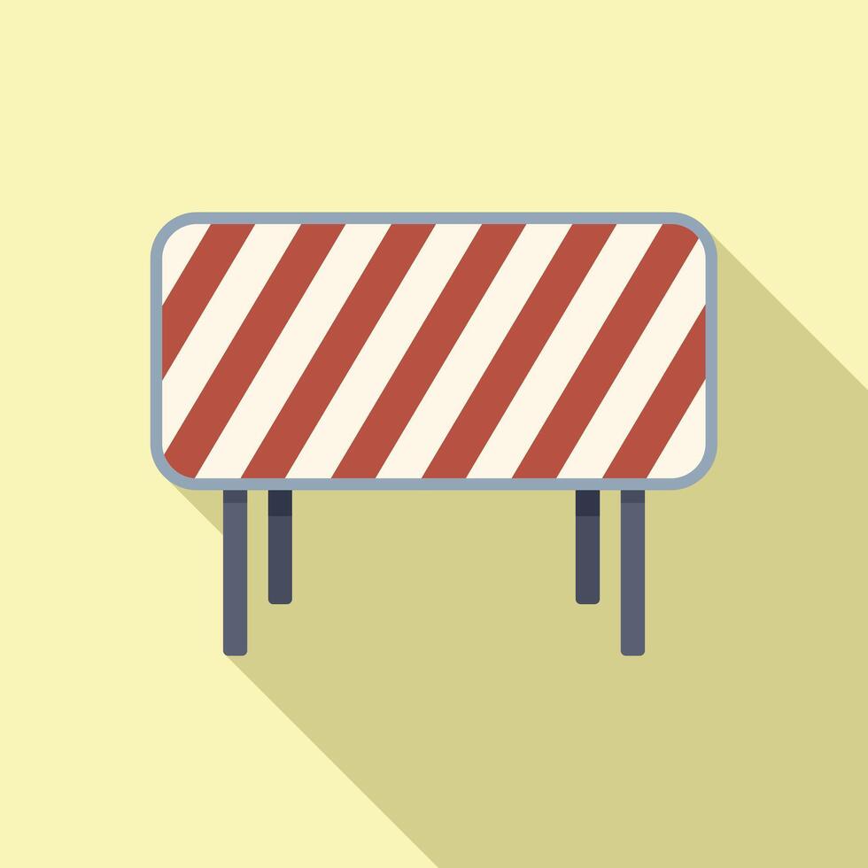 Railway crossing barrier board icon flat . Closed pass vector