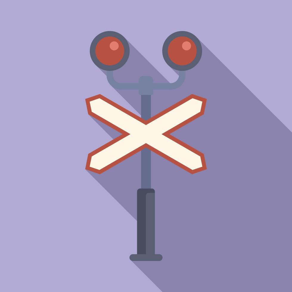 Traffic railroad light and sign icon flat . Transport caution vector
