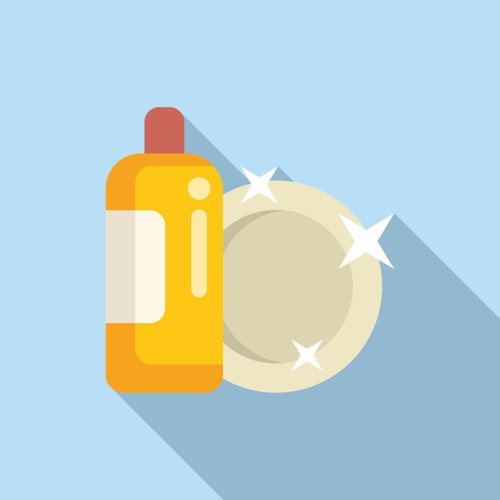 Cleaner bottle of dishes icon flat . Dish product vector