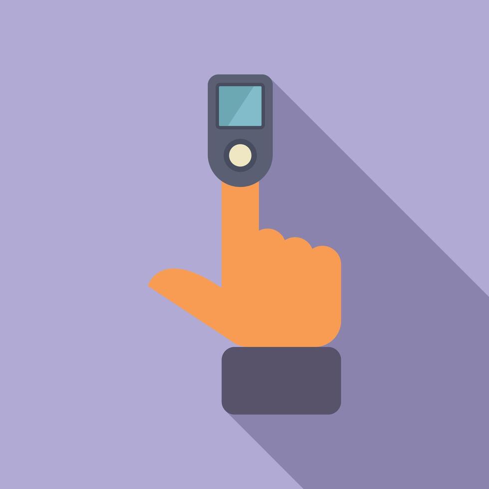 Finger blood pressure checker icon flat . Home using vector