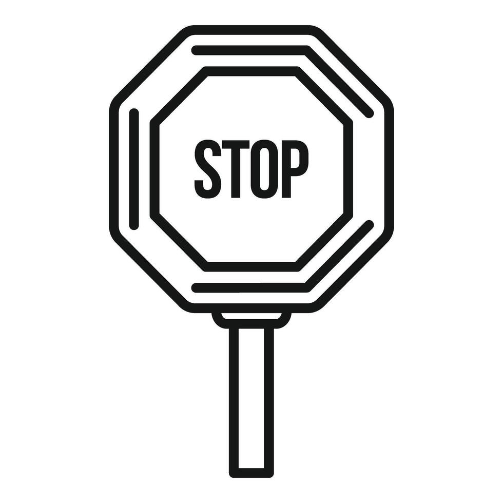 Stop road sign icon outline . Before railway crossing vector