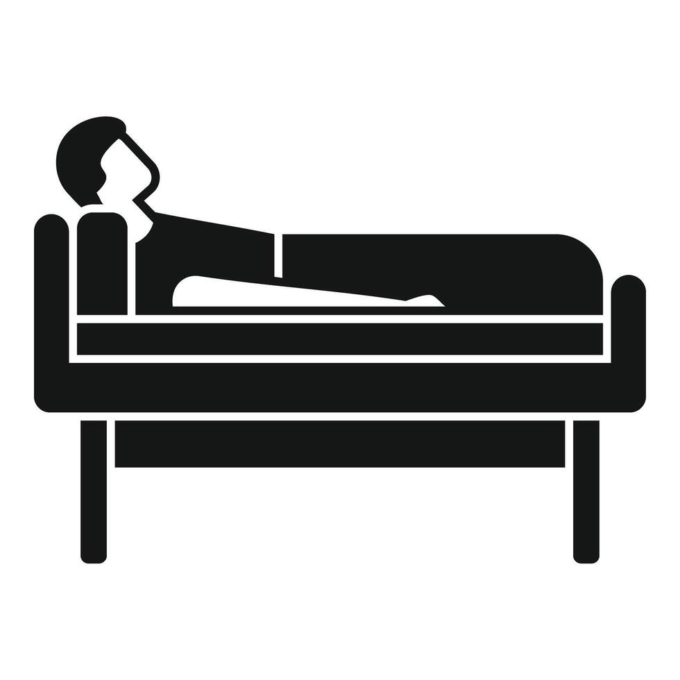 Person at hospital bed icon simple . Health patient vector