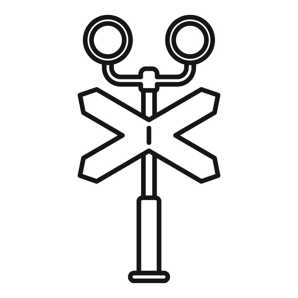 Traffic railroad light and sign icon outline . Transport caution vector