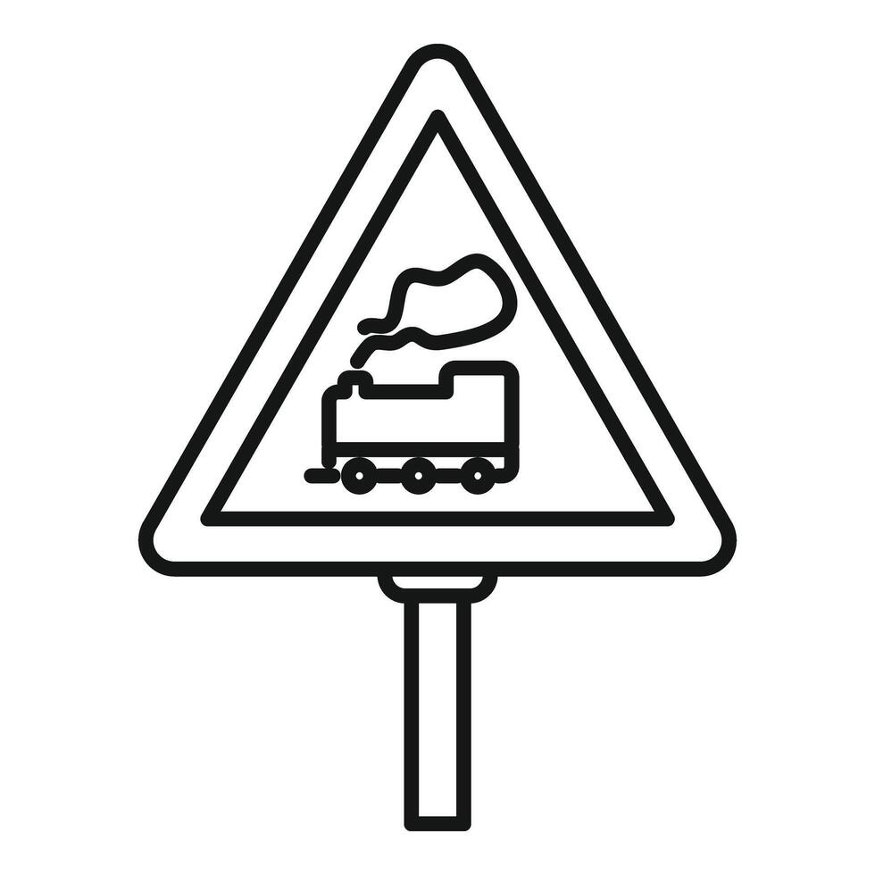 Caution railway road sign icon outline . Crossin barrier vector
