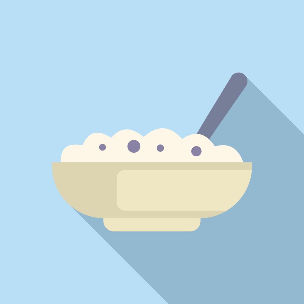 Rice food bowl icon flat . Ceramic pot vector