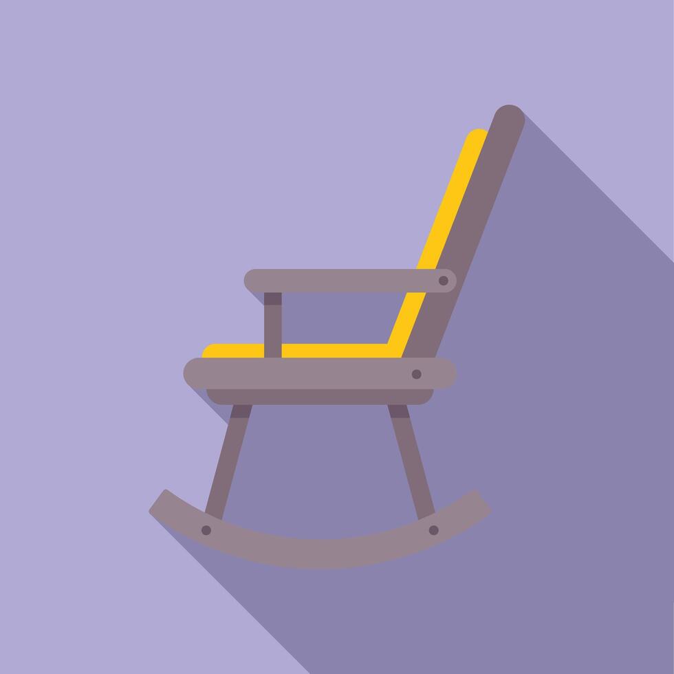 Home rocking chair icon flat . Wooden textile material vector