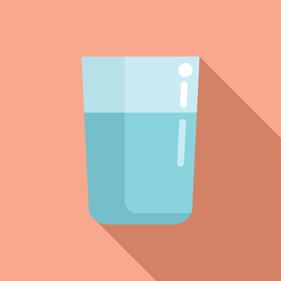 Half glass of water icon flat . Drink fresh vector